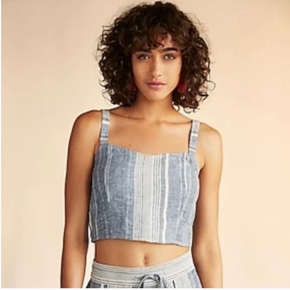 Express blue Striped Women's crop Top - Picture 1 of 5